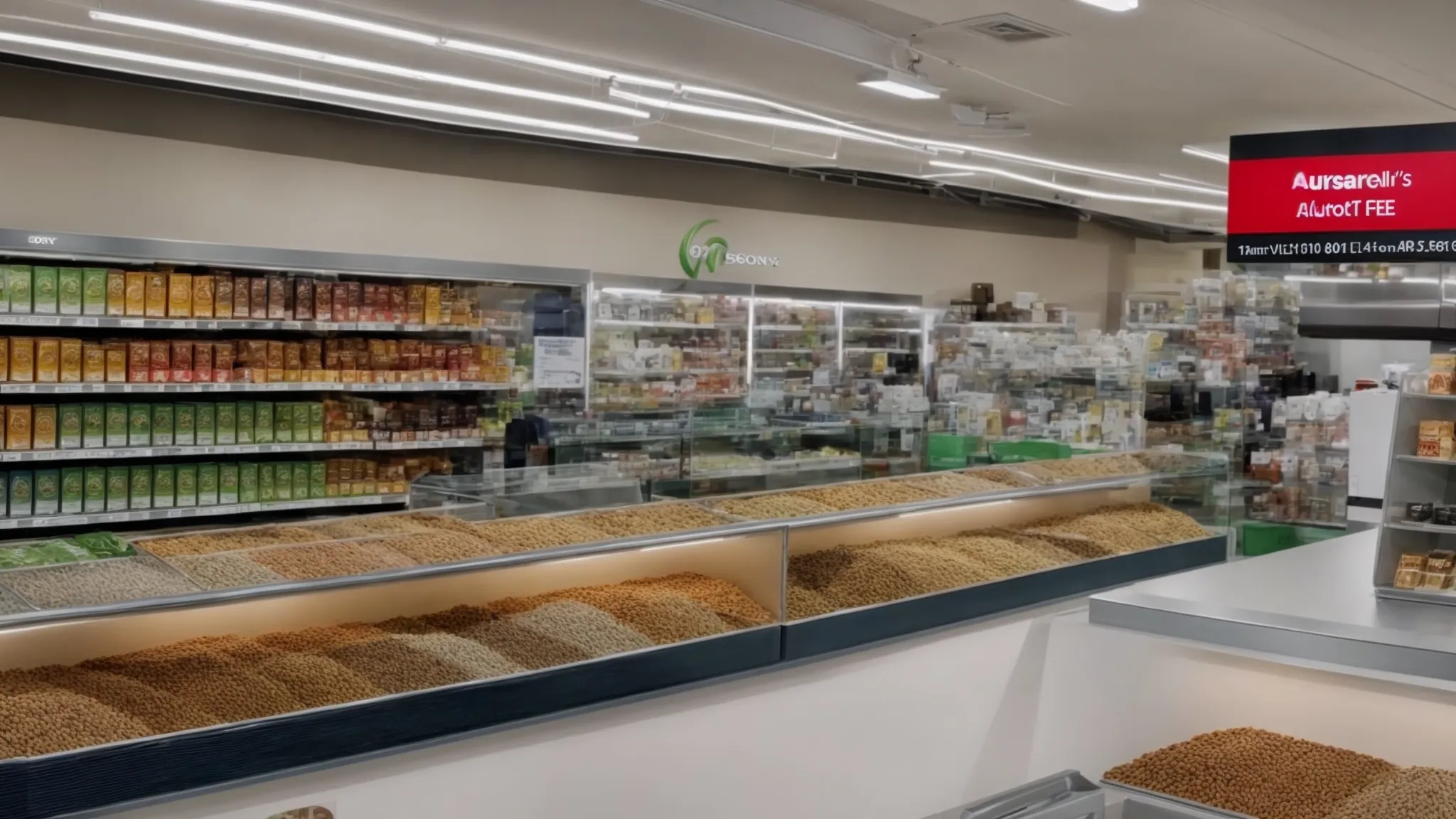 a veterinary clinic displaying shelves of dr. marty's nature's blend pet food with a sign promoting it as a top place to purchase.